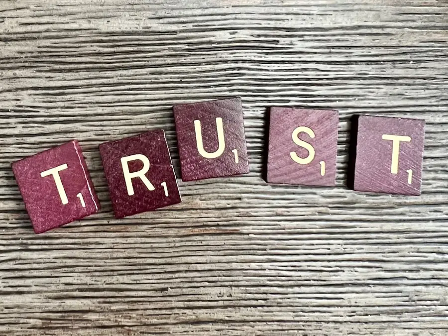 Wooden letter tiles spelling the word trust
